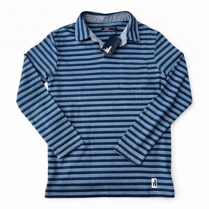 Johnnie O Boy's 8 Blue Striped Long Sleeve Polo Shirt